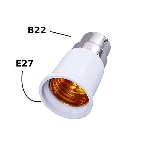 Electomania® E27 to B22 Screw Base Socket Ceramic Lamp Holder Light Bulb  Adapter (White, 2-Piece)