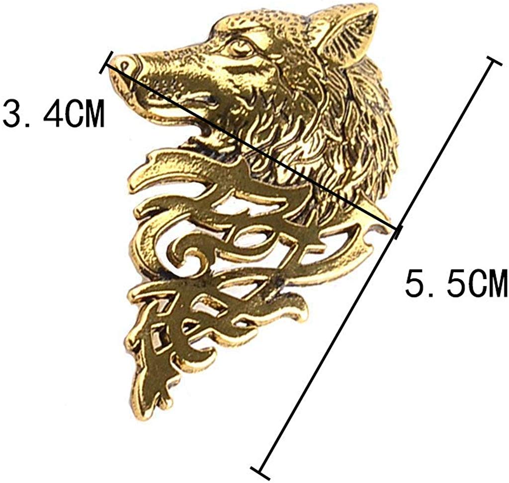 Brand Vintage Gold Silver Brooches for Women Men Lapel Pin Wolf