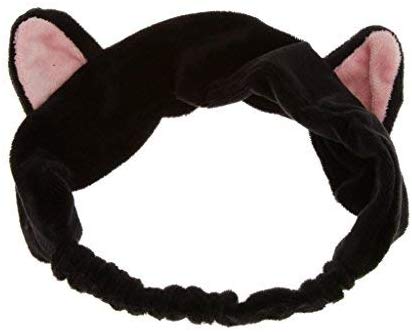 Electomania® Cat Ear Make Up Face Washing Shower Mask Hairband Snood Headband (Black)