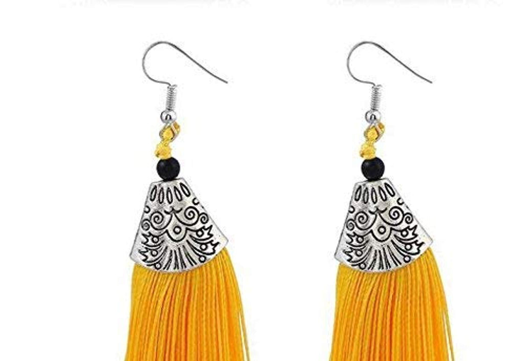 Triangle in motion - long earrings with enamel - yellow & black – Agapis  Jewellery