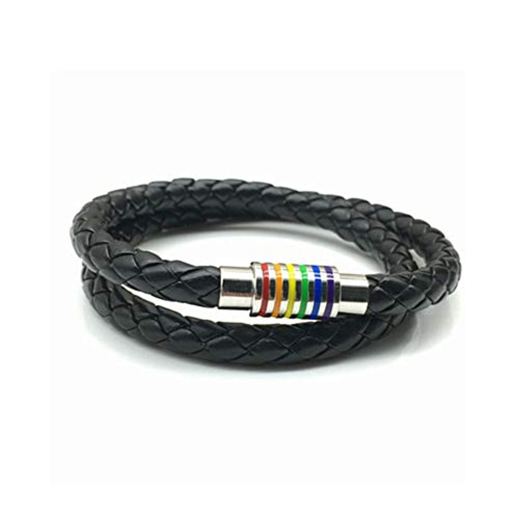 Buy Three Shades Black Leather Braided Bracelet with Titanium steel  Magnetic Clasp For Men And Boys  Lowest price in India GlowRoad