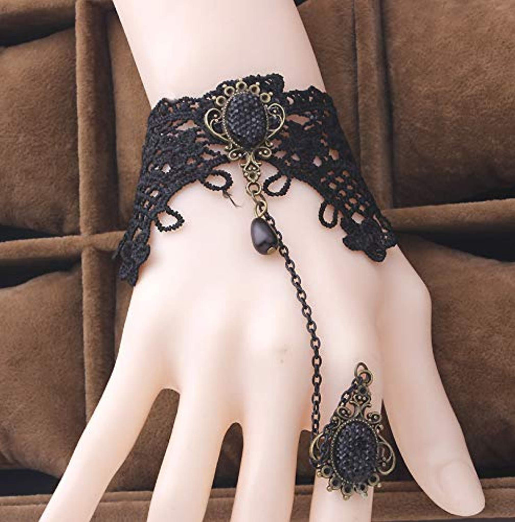 Steam Punk Skull Skeleton Bracelet For Men Gothic Hand Elasticity  Adjustable Couple Women Bracelet Bangles Jewelry