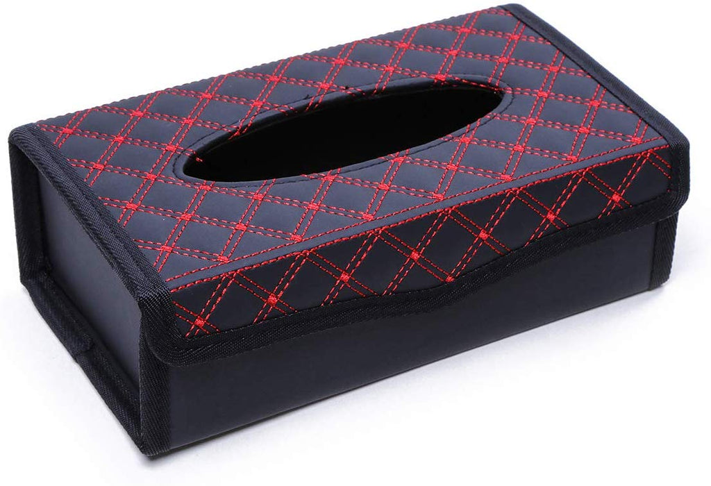 Electomania Leather Tissue Paper Portable Rectangular Holder (Black and Red)
