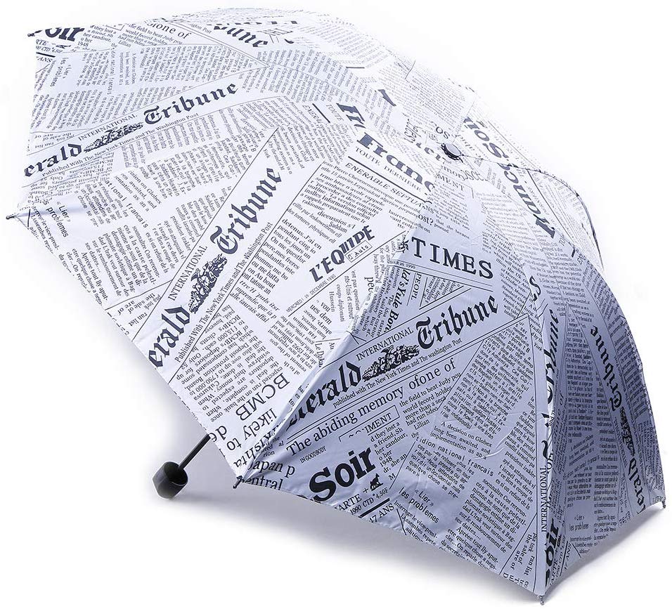 Electomania  Retro Newspaper Umbrella Black Plastic Simple Sunscreen Foldable Umbrella Sunscreen Large Folding Umbrella