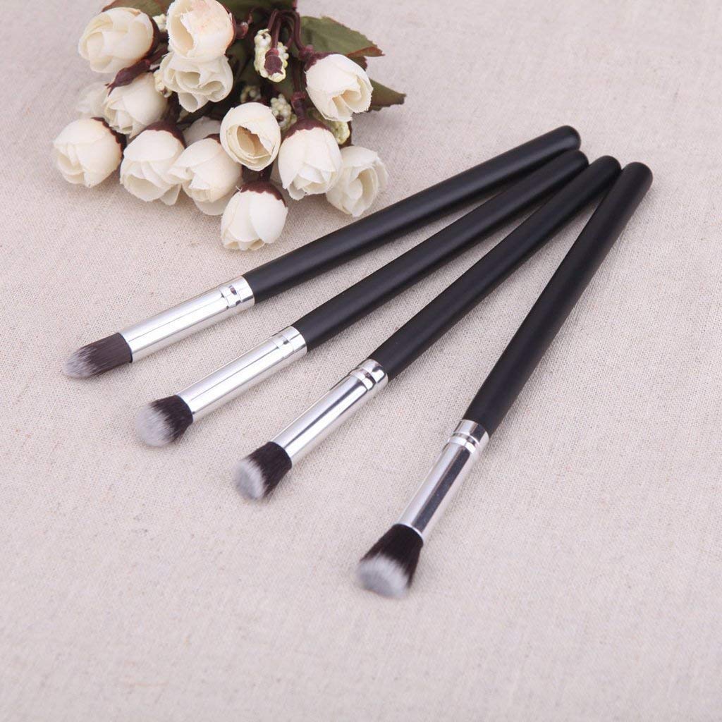 Electomania  Set of 4Pcs Eyeshadow Blending Pencil Brush For Cosmetic Foundation Powder Blush Eyeshadow Kabuki Blending Make Up Brush Beauty Tool (Black)