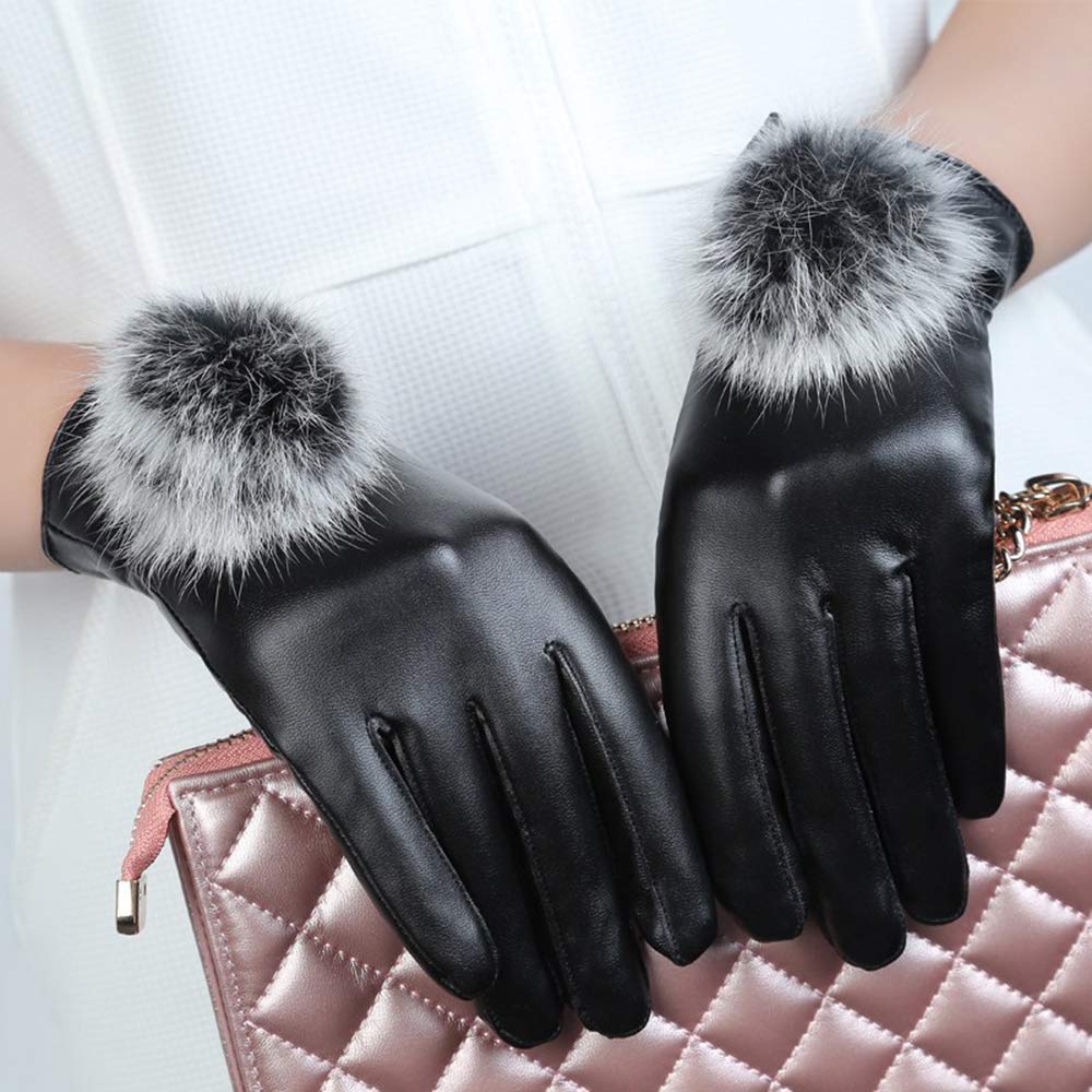 ELECTOMANIA Elegant Women Lady PU Leather Gloves Driving Winter Christ –  Electo Mania