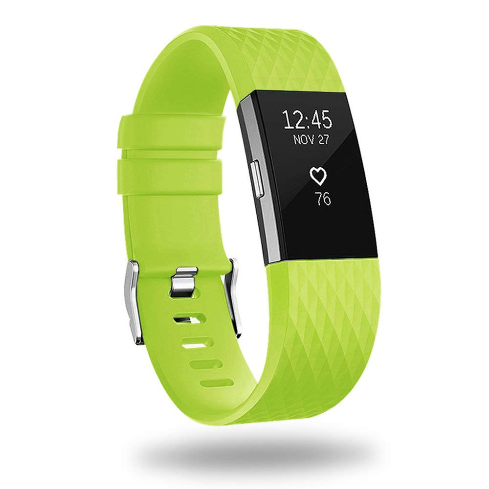 Electomania® Soft Silicone Adjustable Sports Strap Band Compatible for Fitbit Charge 2 Band, 6.7-8.1-inch (Green)